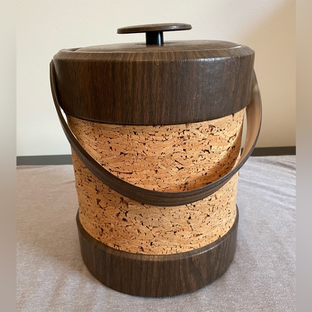 Vintage Shelton ware ice bucket cork mcm retro design‎ brown